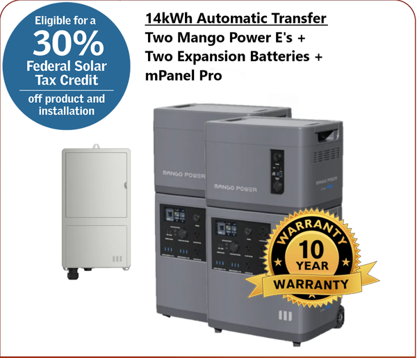 Package #8: Mango Power E: Premium Home System: 14kWh Capacity | 6kW Output | 120/240V | mPanel Automatic Transfer Switch