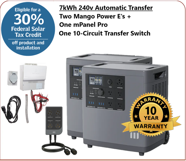 Package #5: Mango Power E: 120/240V Automatic Transfer: 7kWh Capacity | 6kW Output