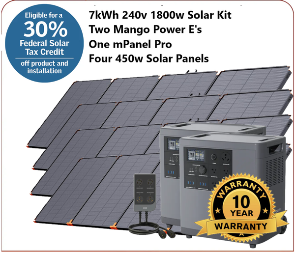 Package #14: Mango Power E: 240v 1800w Solar: 120V | 7kWh Capacity | 3kW Output | Four 450w Solar Panels