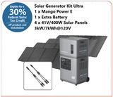 Package #10: Mango Power E: Big Battery + 1600w Solar: 120V | 7kWh Capacity | 3kW Output | Four 400w Solar Panels