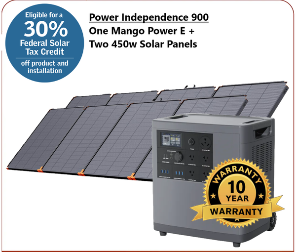 Package #1: Mango Power E: 900W Solar Power | 120V | 3.5 kWh Capacity | 3kW Output | Two 450w Solar Panels